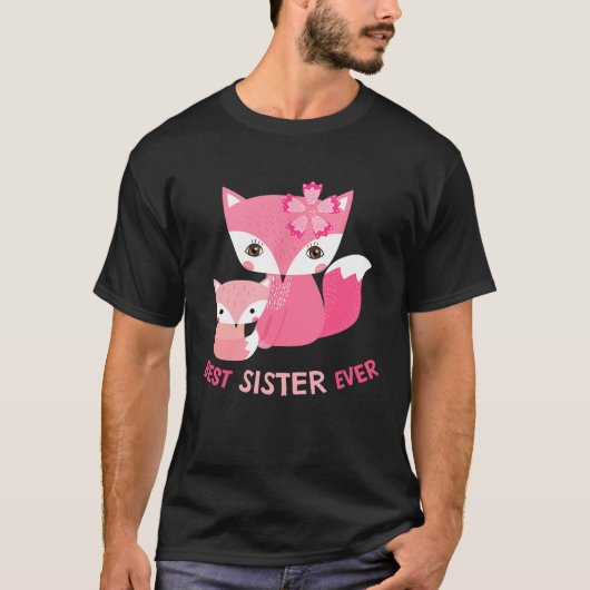 Beste Schwester je Niedlich Fox T-Shirt (Vorderseite)