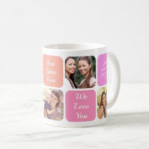 Beste Schwester je Personalisierte Fotos Rosa Oran Kaffeetasse