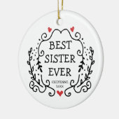 Beste Schwester je Personalisierte Geschwisterfreu Keramik Ornament (Links)