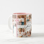 Beste Schwester je Sister Script Bow Foto Collage Zweifarbige Tasse (Vorderseite Links)