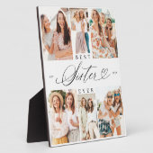 Beste Schwester je Sister Script Herz Foto Collage Fotoplatte (Seite)