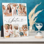 Beste Schwester je Sister Script Herz Foto Collage Fotoplatte (Seite)