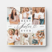Beste Schwester je Sister Script Herz Foto Collage Fotoplatte (Vorderseite)