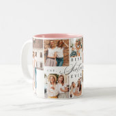 Beste Schwester je Sister Script Herz Foto Collage Zweifarbige Tasse (Vorderseite Links)