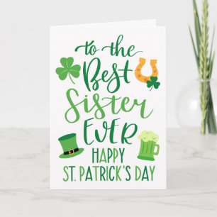 Beste Schwester je St Patrick's Day Typografie Karte