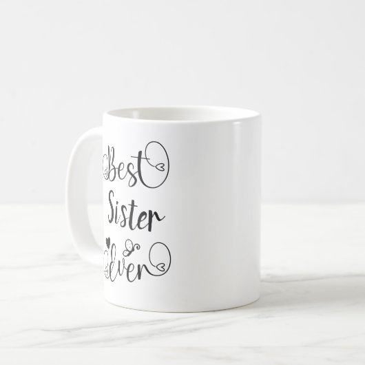 Beste Schwester je Typografie Script Modern Niedli Kaffeetasse (Vorderseite Links)