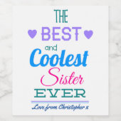 Beste Schwester je Weinetikett (Einzelnes Label)