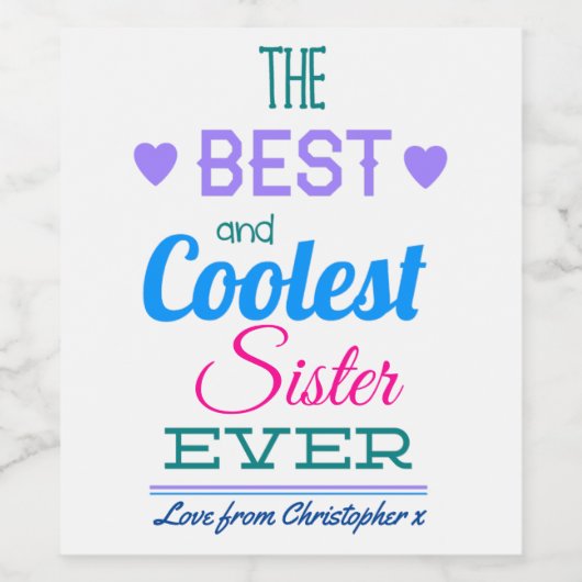 Beste Schwester je Weinetikett (Einzelnes Label)