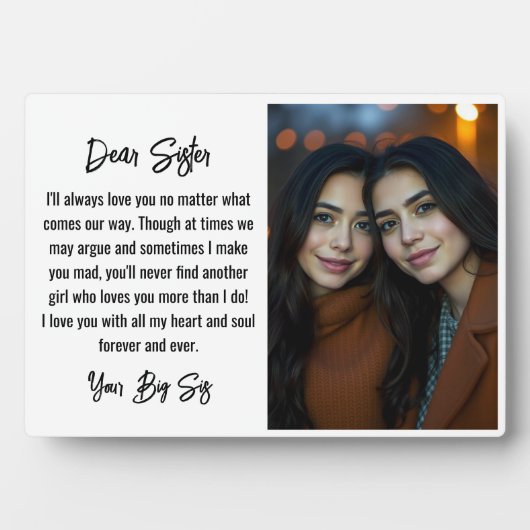Beste Schwester Script Geschenk für Schwester Foto Fotoplatte (Vorderseite)