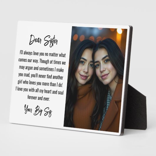 Beste Schwester Script Geschenk für Schwester Foto Fotoplatte (Seite)