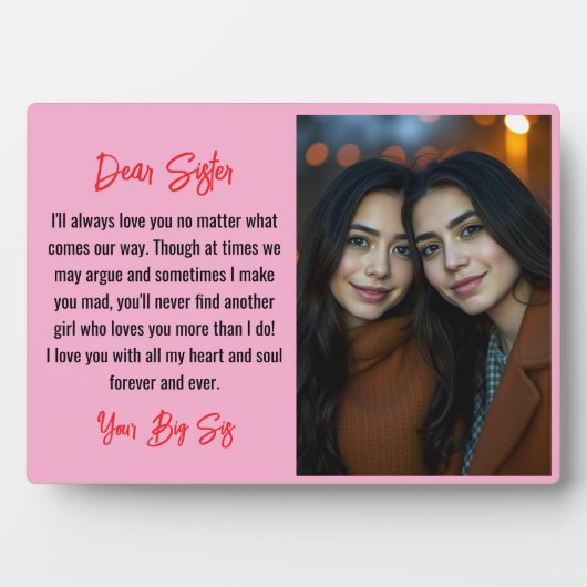 Beste Schwester Script Geschenk für Schwester Foto Fotoplatte (Vorderseite)