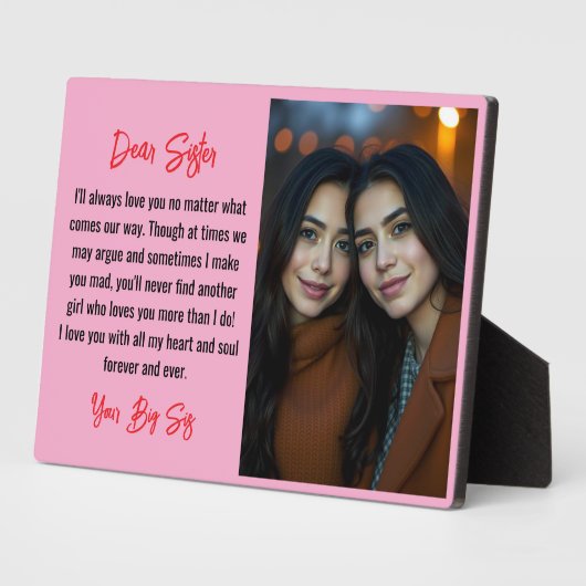 Beste Schwester Script Geschenk für Schwester Foto Fotoplatte (Seite)