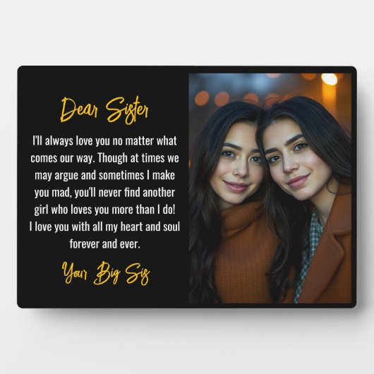 Beste Schwester Script Geschenk für Schwester Foto Fotoplatte (Vorderseite)