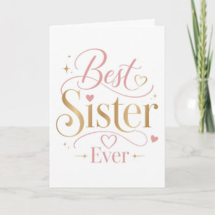 Beste Schwester überhaupt Elegante rosa-goldene Ty Karte