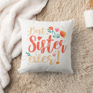 Beste Schwester überhaupt Florale Vintage Mädchen Kissen