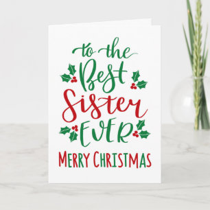 Beste Schwester überhaupt Frohe Weihnachten Typogr Karte