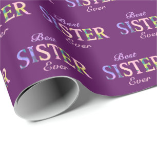 Beste Schwester überhaupt gemustert lila Geschenkpapier