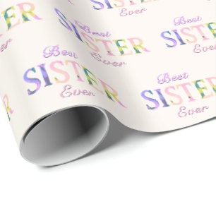 Beste Schwester überhaupt Gemustertes Elfenbein Geschenkpapier