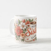 Beste Schwester überhaupt Kaffeetasse und florale (Vorderseite Links)