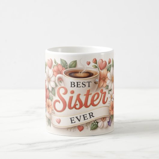 Beste Schwester überhaupt Kaffeetasse und florale (Mittel)