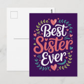 Beste Schwester überhaupt Postkarte (Vorne/Hinten)