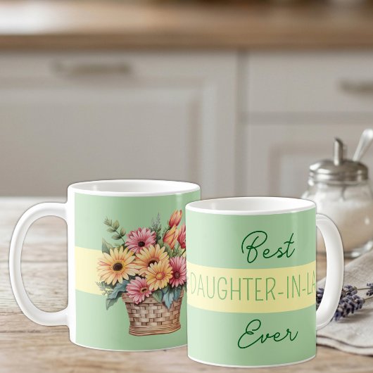 Beste Schwiegertochter aller Zeiten, grüne Blume Kaffeetasse