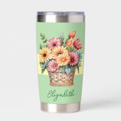 Beste Schwiegertochter aller Zeiten, grüne Blume Thermobecher (Rückseite)