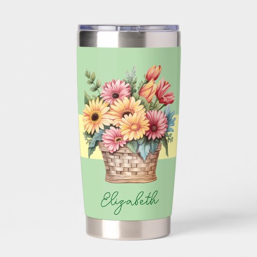 Beste Schwiegertochter aller Zeiten, grüne Blume Thermobecher (Rückseite)