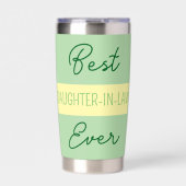 Beste Schwiegertochter aller Zeiten, grüne Blume Thermobecher (Vorderseite)