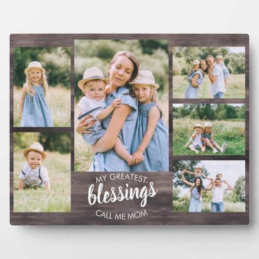 Beste Segnungen nennen mich Mama 6 Foto Rustikales Fotoplatte (Vorderseite)