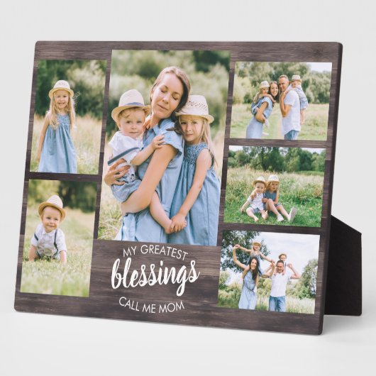 Beste Segnungen nennen mich Mama 6 Foto Rustikales Fotoplatte (Seite)