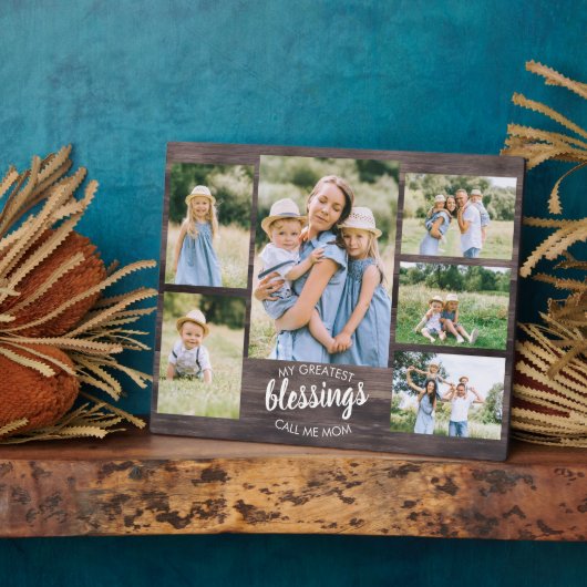 Beste Segnungen nennen mich Mama 6 Foto Rustikales Fotoplatte (Seite)