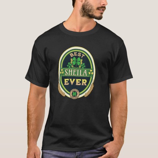 Beste Sheila je Persönlicher Name Irish Retro Beer T-Shirt (Vorderseite)