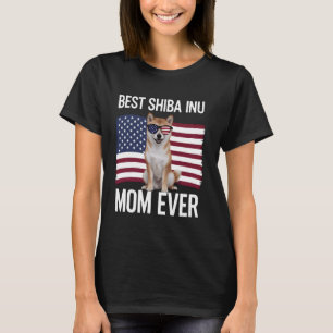 Beste Shiba Inu Mama am 4. Juli Patriotischer Hund T-Shirt