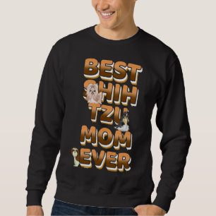 Beste Shih Tzu Mama je Golden Text Sweatshirt