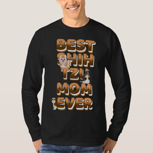 Beste Shih Tzu Mama je Golden Text T-Shirt (Vorderseite)