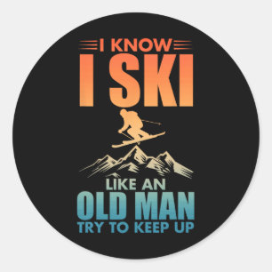 Beste Ski-Kunst für Opa Männer Skifahren Nordische Runder Aufkleber