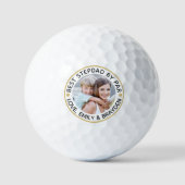 BESTE STEPDAD BY PAR Foto Black Gold Personalisier Golfball (Vorderseite)