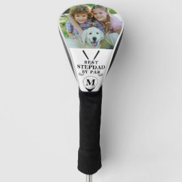 BESTE STEPDAD BY PAR Foto Monogramm Schwarz-weiß Golf Headcover