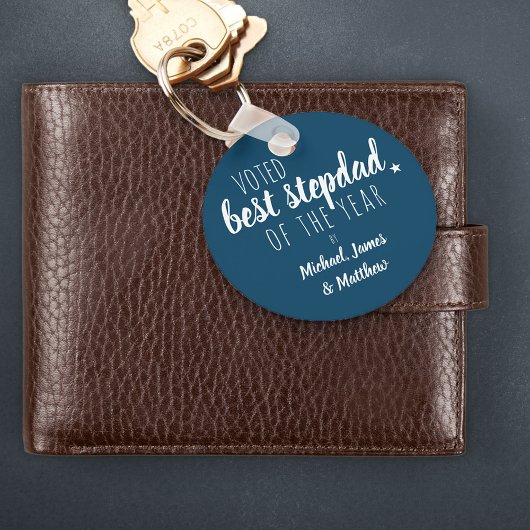 Beste Stepdad des Jahres von .. Blauer Schlüsselan Schlüsselanhänger