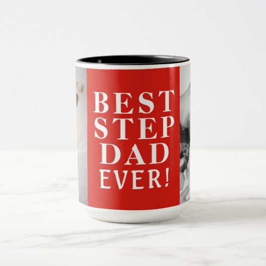 Beste Stepdad je 2 Foto Collage Red Tasse (Zentrum)