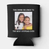Beste Stepdad je Personalisiertes Foto Schwarz Dosenkühler (Rückseite)