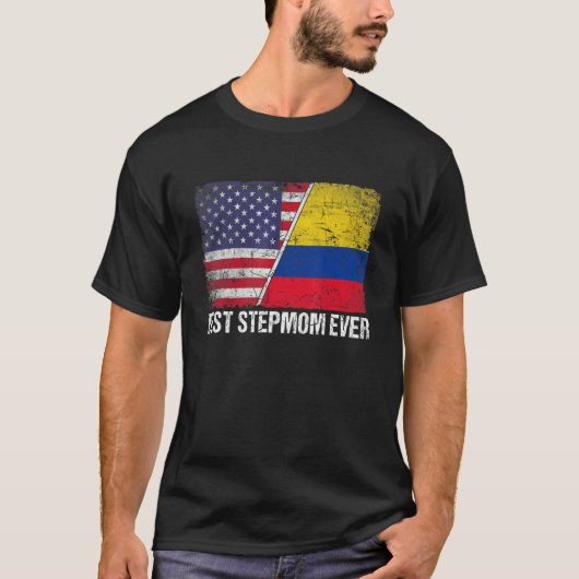 Beste Stepmutter je Muttertag Kolumbien - Flagge T-Shirt (Vorderseite)