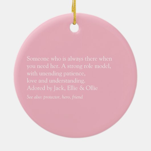 Beste Stepmutter, Stepmutter Definition Rosa Keramik Ornament (Hinten)