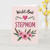 Beste Stiefmutter der Welt Rosa Florale Karte (Gelbe Blume)