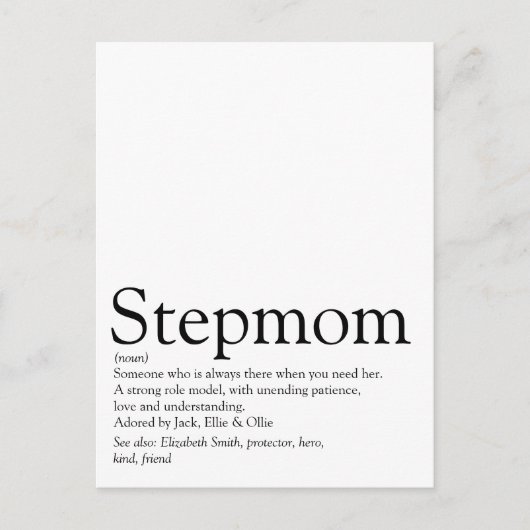 Beste Stiefmutter der Welt, Stiefmutter Definition Postkarte (Vorderseite)