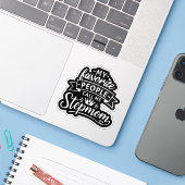 Beste Stiefmutter-Geschenk von süßer Patchworkfami Aufkleber (Laptop mit iPhone)