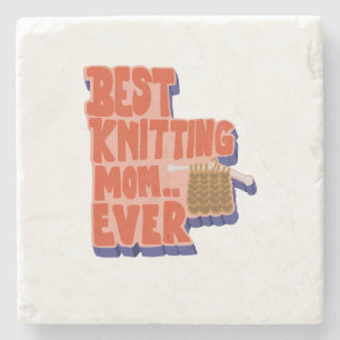 Beste strickende Mutter jemals Retro Vintage Typog Steinuntersetzer
