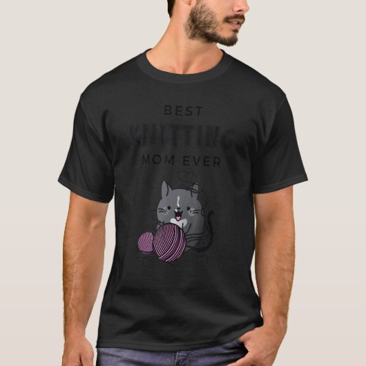 Beste strickende Mutter überhaupt   Strickende Kat T-Shirt (Vorderseite)