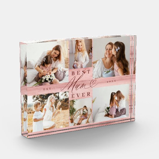 Beste Summe je rosa Holzkörnerkollage Keepake Fotoblock (Links)